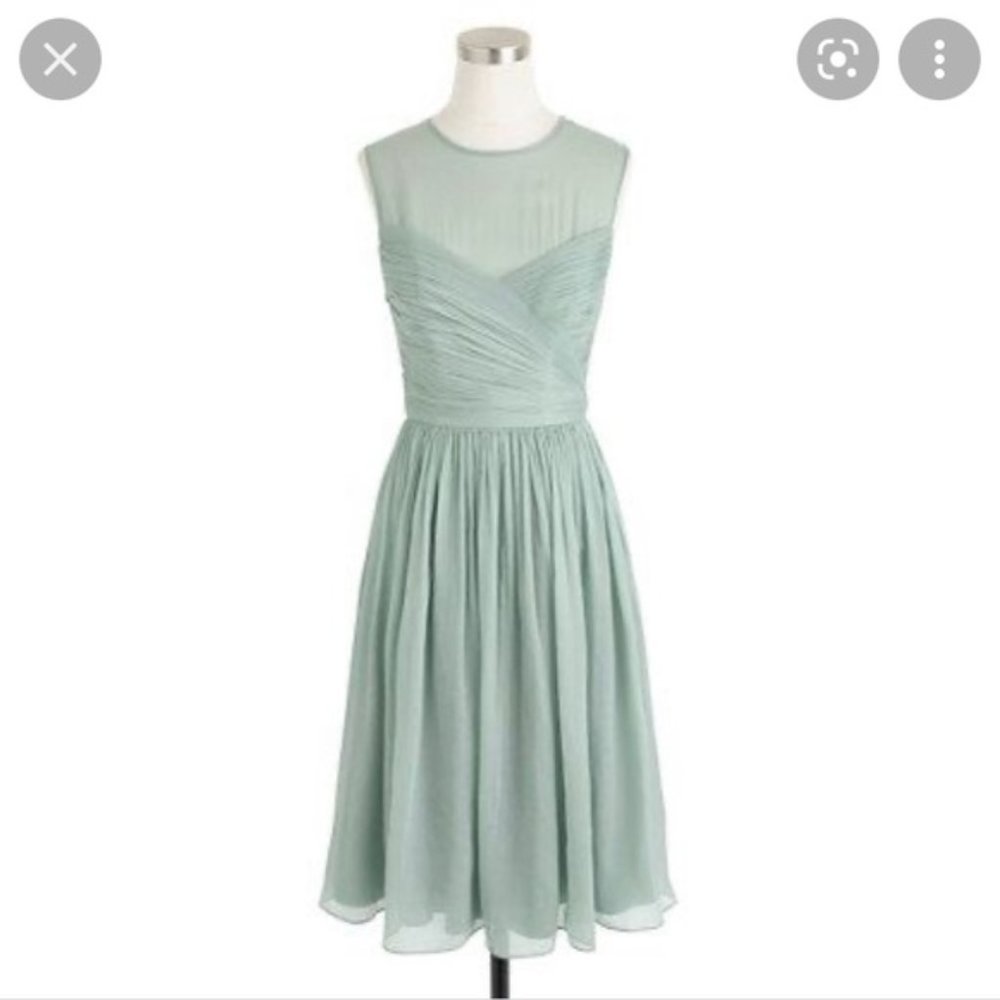 J. Crew Silk Chiffon 'Clara' Cocktail Dress Dusty Shale Green Bridesmaid - 8